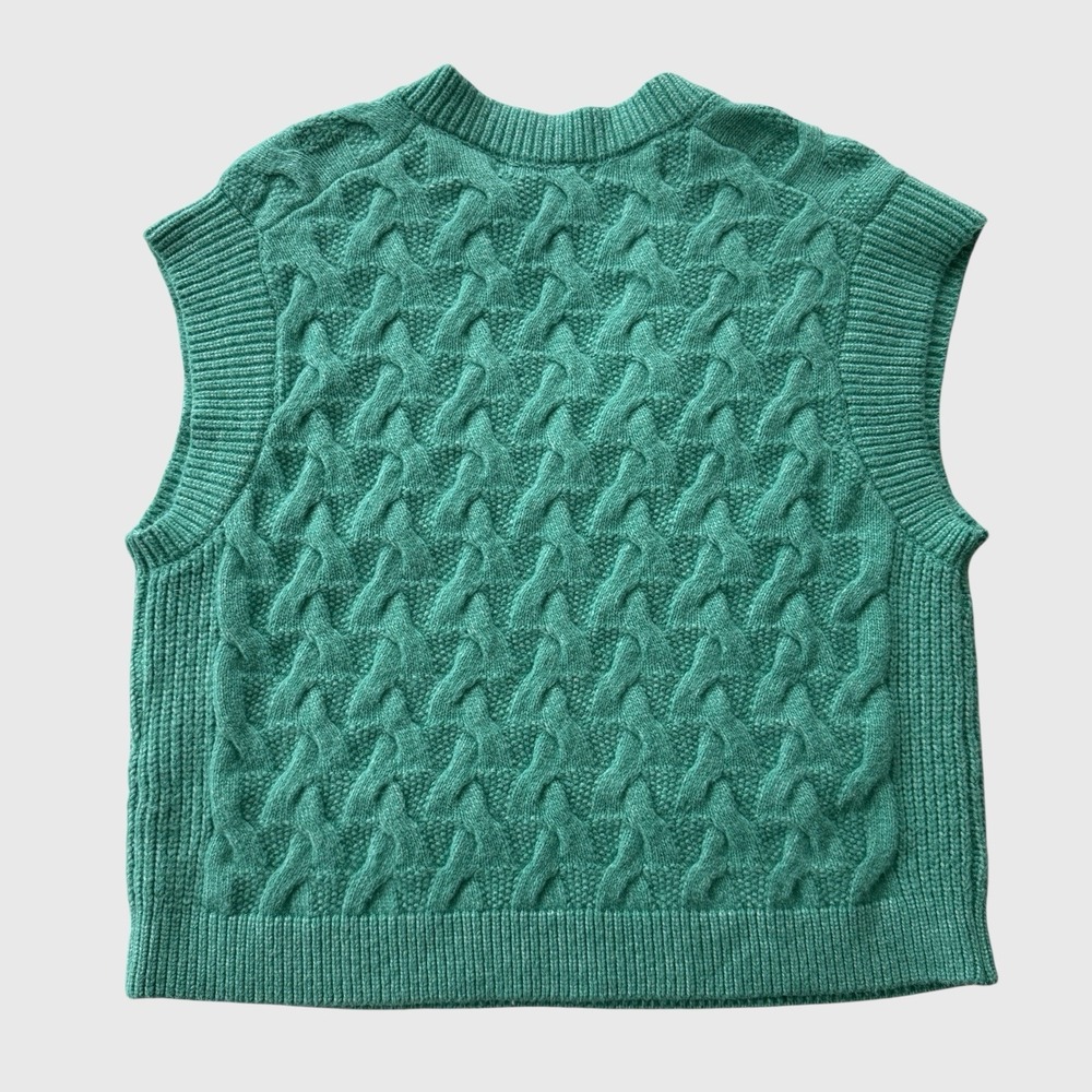 ON 34th Cropped Cable Knit Sweater Vest Spring Green Preppy Boxy Women's Small - Picture 5 of 9
